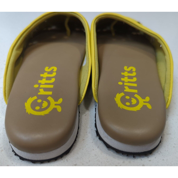 Critts Women's 3 Yellow Star covered flip flop thong sandal nonslip Vibram sole - Picture 3 of 7